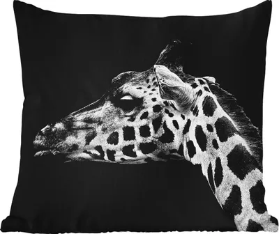 Produktbild von MuchoWow® Outdoor Kissen - Tiere - Giraffe - Schwarz - Weiß - 40x40 cm - Wetterfest - Lounge Kissen - Kopfkissen - Interieur - Polster mit Bild