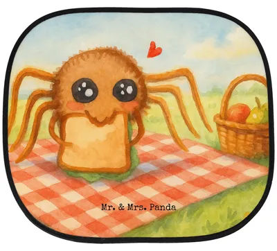 Produktbild von Mr. & Mrs. Panda Sonnenschutz Auto Spinne Agathe Sandwich Design - Weiß - Geschenk, Hunger, Verfressen, Seitenscheibe, Scheibenschutz, für, Glück, Alles Wird gut, Mut