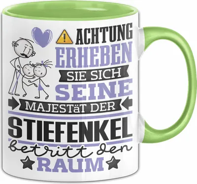 Produktbild von Stiefenkel Geschenk Tasse Lustiger Spruch Erheben Sie Sich Der Stiefenkel Betritt den Raum (Grün)