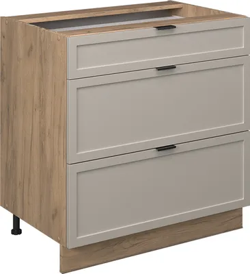 Obrázok produktu pre Kuchynská spodná skrinka Vicco Fame-Line GreyBeige 80 cm s 3 zásuvkami, bez pracovnej dosky, Model 50579