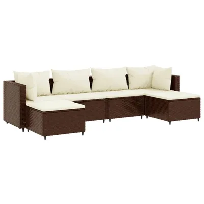 Imagen del producto de Set muebles de jardín 6 piezas y cojines ratán sintético marrón