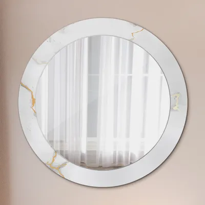 Produktbild von Ø70cm Modern Spiegel - Wandspiegel Wandmontage- Schlafzimmer - Weiß Gold Marmor