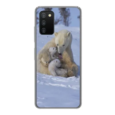 Produktbild von MuchoWow® Handyhülle Schutzhülle Hülle für Samsung Galaxy A03s Eisbären - Schnee - Weiß Silikon Softcase Handy Hülle - Schutz