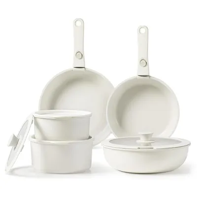 Produktbild von 17-teiliges Kochgeschirr-Set mit abnehmbarem Griff, Maifanstein-Antihaft, Induktionstauglich, Töpfe & Pfannen inkl. Deckel & Küchenutensilien