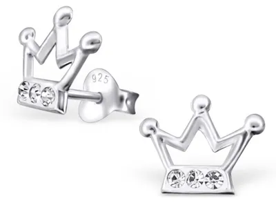 Produktbild von Kinderohrstecker: Mädchen Glitzer Ohrringe Silber „Krone“