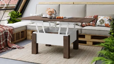 Produktbild von Design Couchtisch Tisch Oslo höhenverstellbar 49 / 76cm aufklappbar 80 / 160cm Esstisch