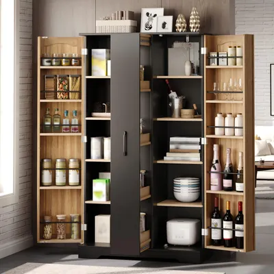 Obrázek produktu pro Skříň se dvěma dveřmi, rozměry 150x78x40 cm, čtyřstupňový výsuv, nastavitelné police, moderní design, černá barva.