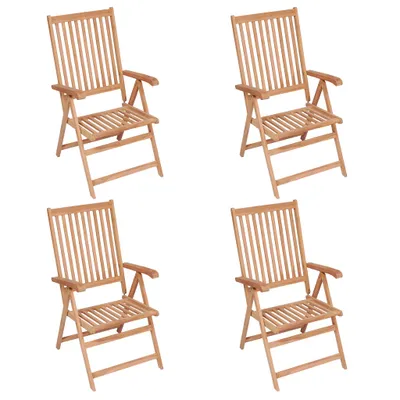 Image de Chaises de jardin réglables 4 pcs. Bois massif teck