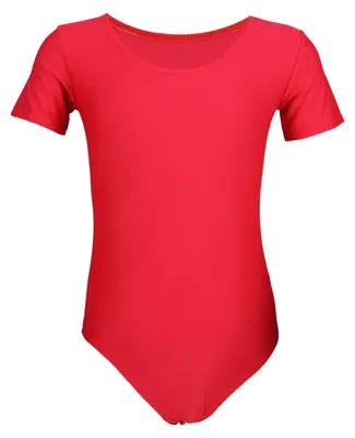 Produktbild von Aquarti Mädchen Gymnastikanzug Kurzarm Ballett Trikot, Farbe: Rot, Größe: 140