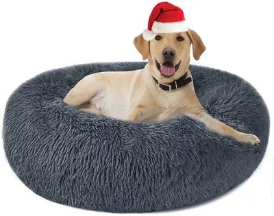 Immagine prodotto di Cuccia per gatti domestici, cuscino a ciambella in peluche per cani di piccola, media e grande taglia, gatti e altri animali domestici, XXL-80, grigio scuro