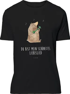 Produktbild von Mr. & Mrs. Panda S T-Shirt Bär Lied - Schwarz - Geschenk, Valentinstag, Tshirt, Spruch, Liebe, Lustiges, Teddy, Shirt, oberteil, Herz
