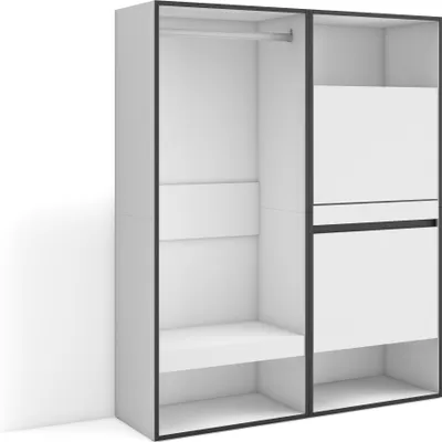 Image de COZY Armoire Vestiaire ouvert, 120x35x145 cm, Chambre à coucher, Meuble à Chaussures, Blanc