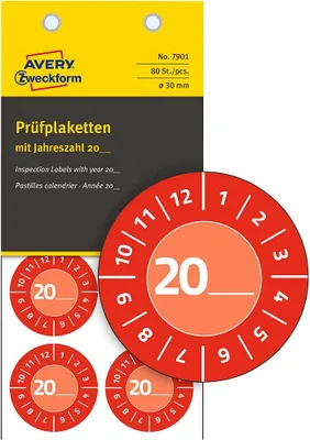 Immagine prodotto di AVERY Zweckform 7901 80 AVERY Zweckform Prüfplaketten 7901 rot