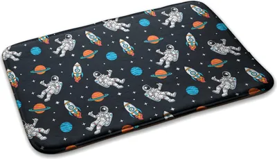 Produktbild von Raketen Kinderteppich Schlafzimmer Modern - 90 cm x 60 cm - Weltraum