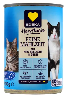 Produktbild von Herzstücke Katzenfutter Feine Mahlzeit mit MSC-Seelachs in Geele, 12er Pack (12 x 400g Dose)