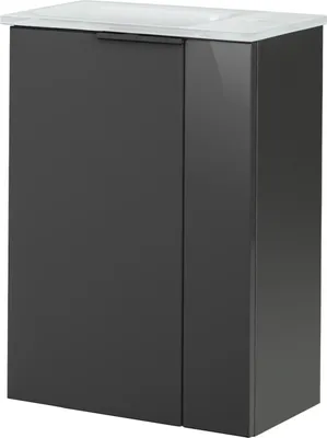 Produktbild von Fackelmann SBC LUNA Gäste WC Set 2-teilig 45 cm, Anthrazit, links, Glas Weiß