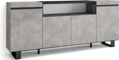 Produktbild von Sideboard, Highboard, 200x35x87cm, 4 Türen, Industriedesign, Zementgrau