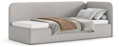 Produktbild von MyBed BAO Polsterbett 90x200 cm mit Bettkasten - Stauraumbett mit Kopfteil, modernes Einzelbett mit Stauraum, Niedrigbett, rechte Seite