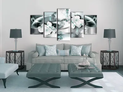 Image de Tableau acoustique Fleurs Orchidée 200 x 100 cm Tableaux Mousse acoustique Absorbeur acoustique haute performance Isolation acoustique Toile 5 pièces Tableau mural Acoustique intérieure Isolation acoustique b-A-0163-b-o