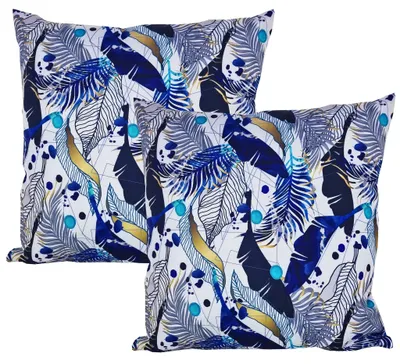 Produktbild von JACK 2er Set 45x45cm Motiv Outdoor Kissenhülle Kissenbezug Wasserfest Sitzkissen Lounge Kissen Garten Stuhl Lotus Effekt, Farbe:Federn