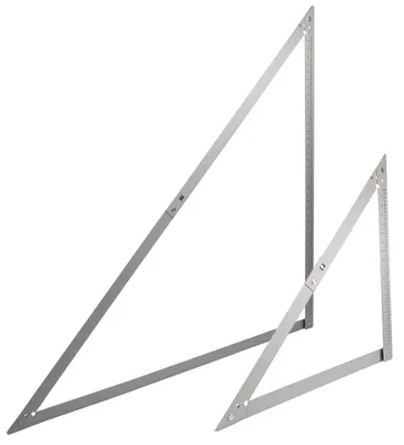 Produktbild von Bauwinkel Set klappbar 600 mm + 1200 mm | 2 Winkeldreiecke aus Aluminium für exakte 90° und 45° Winkel mit Taschen