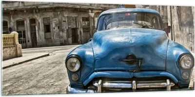 Produktbild von Bilder auf glas - Auto Retro Kuba Havanna - 120x50cm - Glasbilder - Wandbilder - Kunstdruck - zum Aufhängen bereit - Wanddekoration aus Glas - Glas Bilder - Wandbild auf Glas - GAB120x50-2461