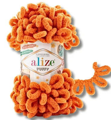 Image de Alize 1 x 100 g de laine Puffy, unie, pour le crochet et le tricot (orange - 06)