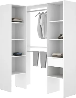 Produktbild von Calist - Großer Kleiderschrank, 79x185h cm Weiß, Modular