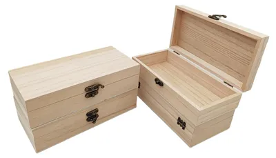 Immagine prodotto di Set di 4 scatole in legno con coperchio, dimensioni 20 x 10 x 5 cm