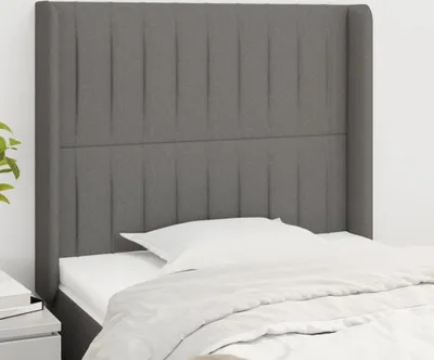 Produktbild von The Living Store Kopfteil mit Ohren Dunkelgrau 103x16x118/128 cm Stoff