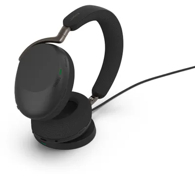 Produktbild von Jabra Evolve3 85 Over-Ear Bluetooth Headset kabellos mit Mikrofon Ladestation für Büro Schwarz