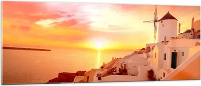 Produktbild von Bilder auf glas - Santorini Griechenland Urlaub - 140x50cm - Glasbilder - Wandbilder - Kunstdruck - zum Aufhängen bereit - Wanddekoration aus Glas - Glas Bilder - Wandbild auf Glas - GAB140x50-2691