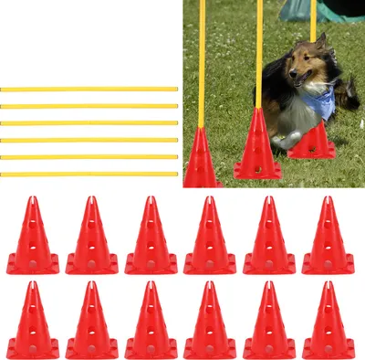 Produktbild von Jopassy 6er Steckhürden Set Agility Hürdenset Slalom Stangen Hunde Training Set Hürden, Kunststoff für Koordinationstraining