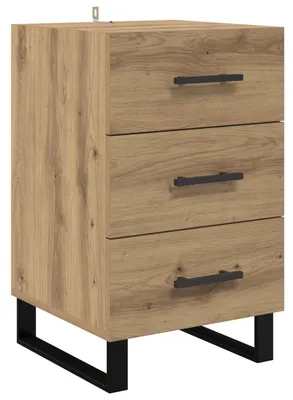 Immagine prodotto di Comodino in legno con cassetto e finitura effetto rovere artigianale