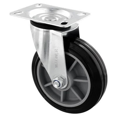 Produktbild von WAGNER Soft-Lenkrolle/Möbelrolle Ø 125 mm, Transportrolle mit Rollenlager, Stahl, schwarz, Tragkraft 100 kg - 04152501