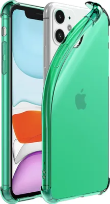 Zdjęcie produktu dla Smartphonica iPhone 11 przezroczyste, odporne na wstrząsy silikonowe etui ze zderzakiem - Zielony