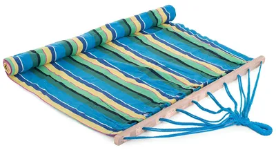 Obrázek produktu pro Verk Hamaka houpací síť dřevo 200 x 80 cm slabé modré pruhy