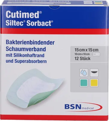 Produktbild von Cutimed Siltec Sorbact Schaumverband, 12 Stück - 15x15cm