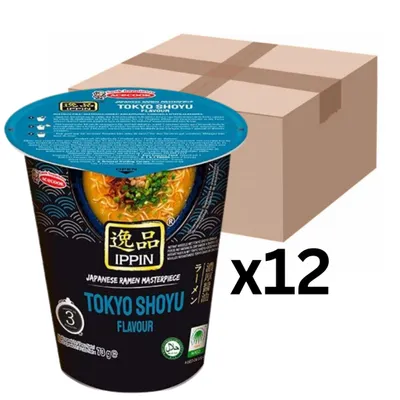 Produktbild von 12er-Pack Acecook Ippin Instantnudeln Ramen Tokyo Shoyu Cup 73g