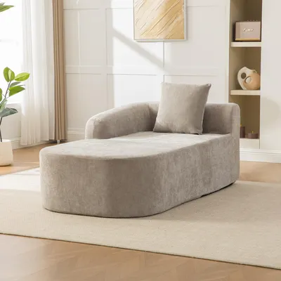 Obrázek produktu pro okwish obývací pohovka relaxační křeslo sofa s levou područkou jednomístné relaxační křeslo rozkládací postel s polštáři žinylková tkanina s protiskluzovou spodní stranou šedá