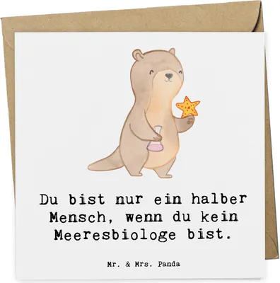 Produktbild von Mr. & Mrs. Panda Klappkarte Meeresbiologe Herz - Weiß - Geschenk, Glückwunschkarte, Spruch, Studium, Witzig, faltkarte, Grußkarte, anlasskarte, Naturwissenschaftler