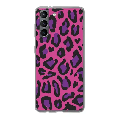 Produktbild von MuchoWow® Handyhülle Schutzhülle Hülle für Samsung Galaxy S21 Pantherdruck - Rosa - Lila Silikon Softcase Handy Hülle - Softcase