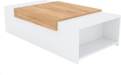 Zdjęcie produktu dla Casa Dolce GORIZIA 1 stolik kawowy, meble do salonu, 110x60x31 cm, biały + dąb, dwie półki