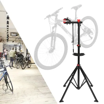 Produktbild von Fahrrad Montageständer - Professioneller Reparaturständer - Höhe 108–190 cm - Tragkraft 50 kg - Tragbar, für MTB, Rennrad, Faltrad - Schwarz