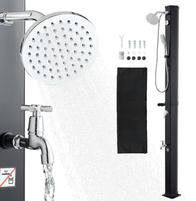 Obrázok produktu pre SucceBuy solárna sprcha 40 l, záhradná sprcha 2290 mm, vonkajšia sprcha s armatúrou na ruky a nohy, regulácia teploty teplej a studenej vody, bazénová sprcha do 60 °C, kempingová sprcha do záhrady, k bazénu, na pláž, čierna
