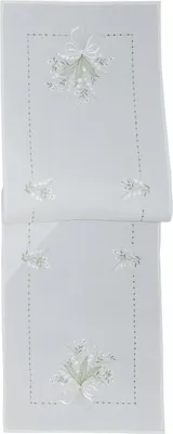Produktbild von Tischläufer NICOLA Maiglöckchen Stick weiß-grün Polyester 40 x 140 cm
