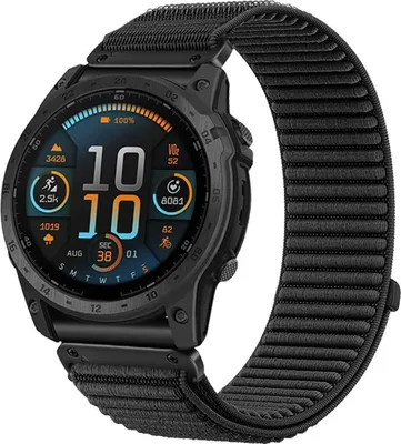 Produktbild von INF Nylon Uhrenarmband für Garmin Fenix 8/7X/Epix Pro/Tactix 8 – Atmungsaktiv Schwarz 20 mm