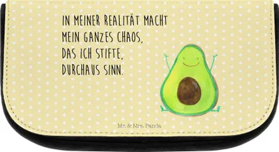 Produktbild von Mr. & Mrs. Panda kosmetiktäschchen Avocado Glücklich - Gelb Pastell - Geschenk, schminkaufbewahrung, Freude, Kulturbeutel, Kosmetiktasche, Kulturtasche, Veggie, Chaos