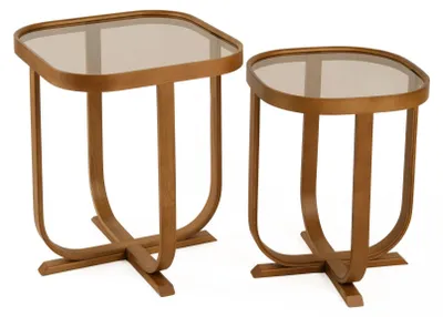 Produktbild von Skye Decor, Hochwertiger Nesting Tisch (2 Stück) aus 100% Buchenholz, Walnuss