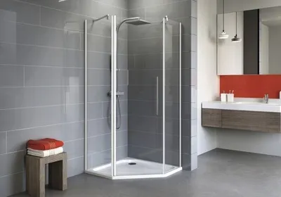 Produktbild von Fünfeckdusche Schulte Alexa Style 2.0 90x90 cm Klarglas Profilfarbe alpinweiß
